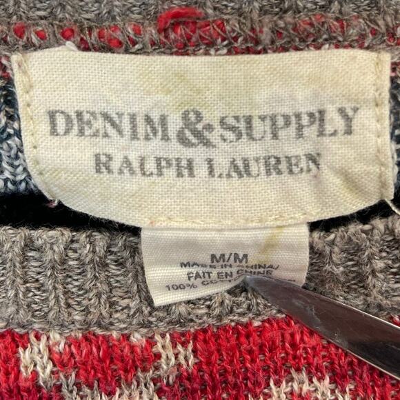 Denim & Supply Sweater Women's Medium Crewneck Knit Aztec Print Ralph Lauren - Picture 3 of 4